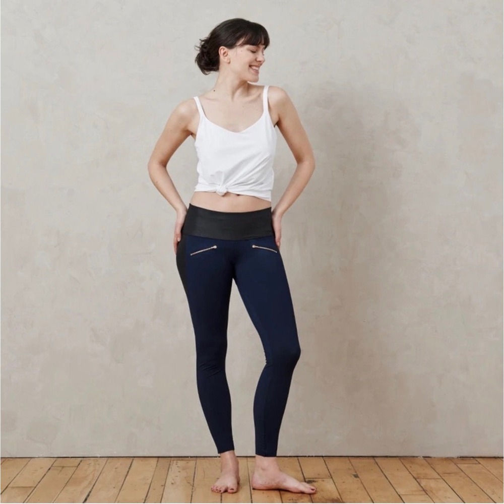 Aday Throw and Roll leggings S blue active athletic yoga classic minimalist